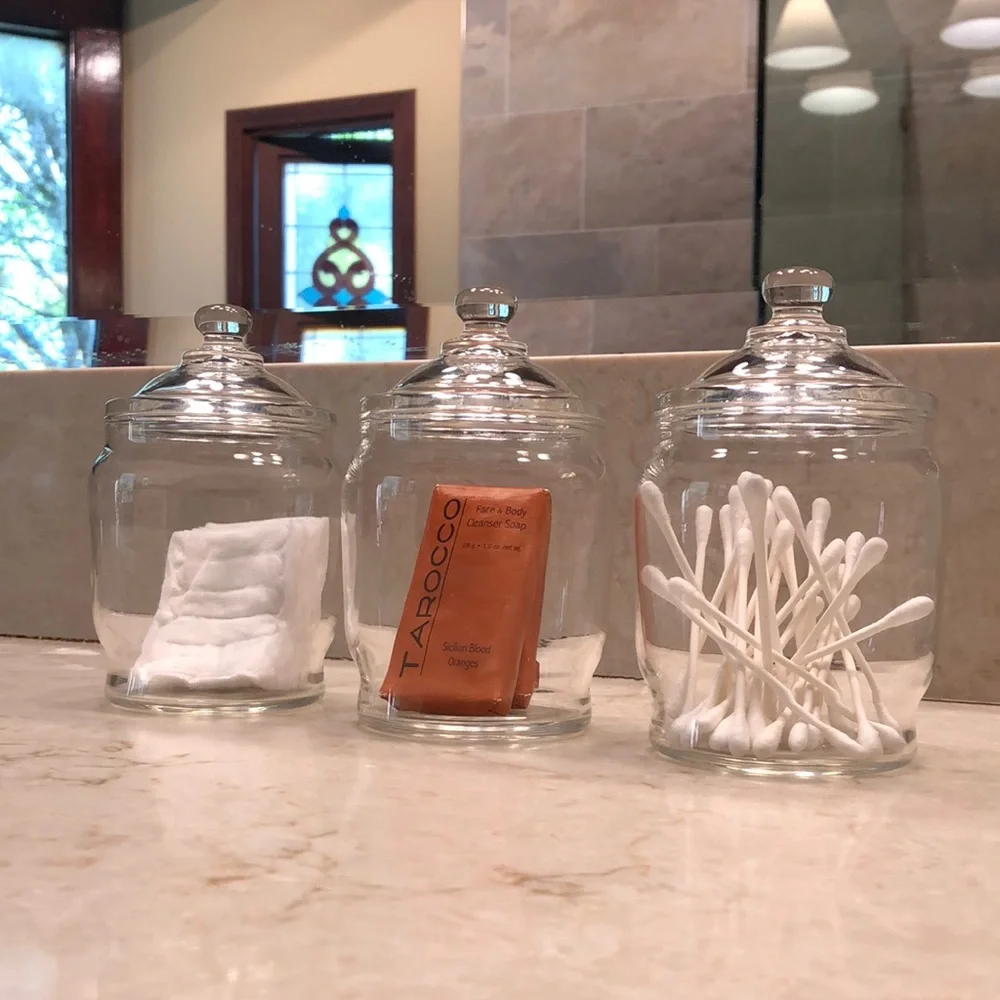FEDERAL GLASS CO. Jars w/ Domed Lids Apothecary/ Vanity/ Jelly- Set of 3 Vintage